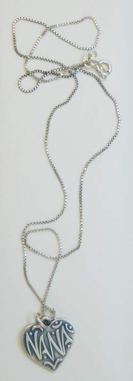 James Avery 925 Nana Heart Pendant Box Chain Necklace 5.6g