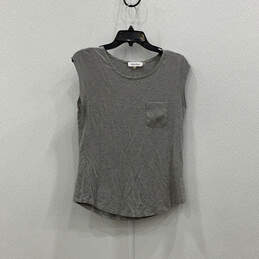 Womens Gray Round Neck Sleeveless Pocket Casual Pullover T-Shirt Size Small