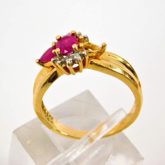 14K Yellow Gold Ruby & Diamond Accent Ring 3.4g image number 6