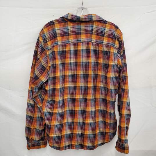 Patagonia MN's Orange & Black Organic Cotton Plaid Long Sleeve Shirt Sz. M image number 2
