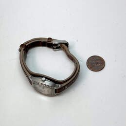 Desinger Fossil Silver-Tone Rhinestone Adjsutable Leather Strap Wristwatch alternative image