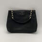 Womens Black Leather Inner Zipper Pocket Semi Chain Strap Shoulder Bag image number 1