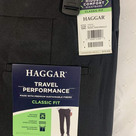 Men's Black Haggar Classic Fit Dress Pants, Sz. 36x30 image number 3