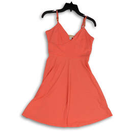 Womens Orange Sleeveless Spaghetti Strap Side Zip Fit & Flare Dress Size 2