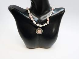 Carolyn Pollack Sterling Silver Rose Quartz Pearl Of Pearl Pendant Necklace 33.6g
