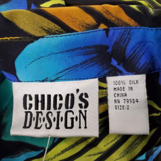NWT Chico's Designs WM's Venus 100% Silk Multi-Color Blouse Top Size 2 image number 3