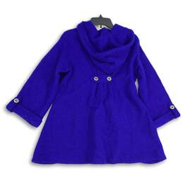 NWT For Cynthia Womens Blue Long Sleeve Hooded Swing Coat Size M alternative image