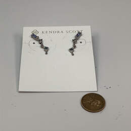 Designer Kendra Scott Silver-Tone Crystal Stone Drop Earrings With Dust Bag alternative image