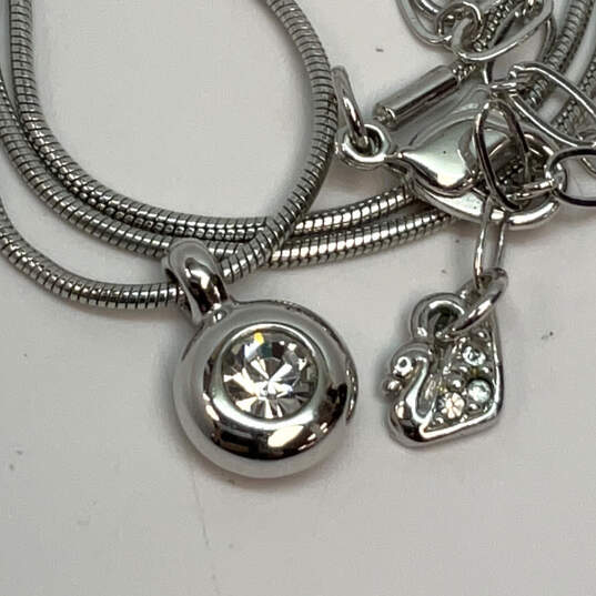 Designer Swarovski Silver-Tone Crystal Stone Lobster Clasp Pendant Necklace image number 4