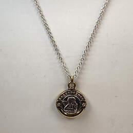 Designer Brighton Silver-Tone Link Chain Cherub Petite Pendant Necklace