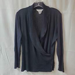 Misook Black Wrap Front Acrylic Sweater Size M