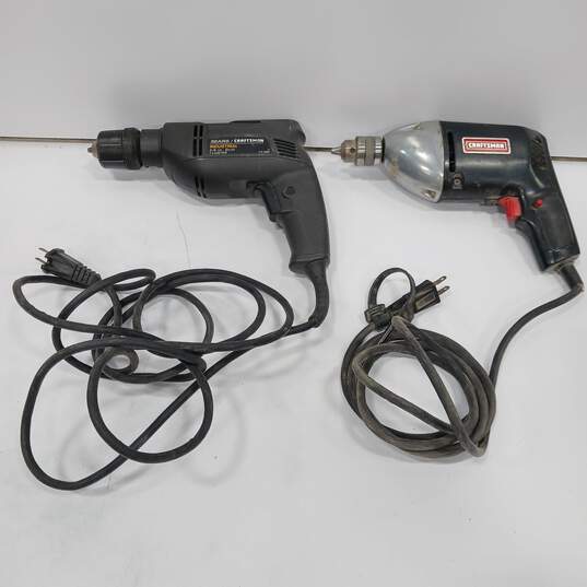 Pair of Craftsman 3/8" Corded Electric Drills image number 1