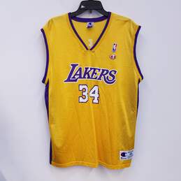 Champions Mens Yellow Los Angeles Lakers Shaquille O'Neal #34 Jersey Sz L alternative image
