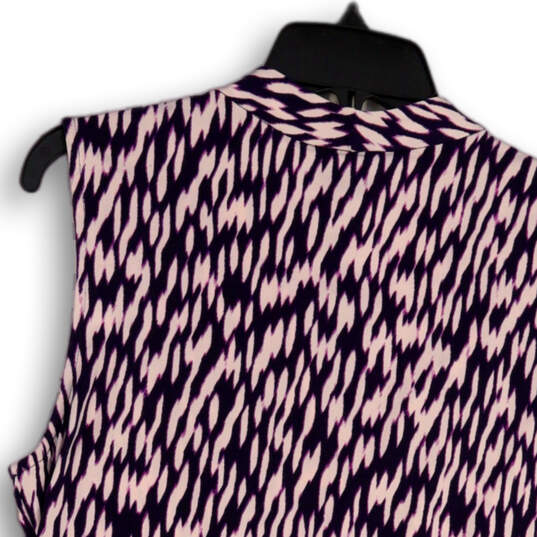 NWT Womens Pink Purple Abstract V-Neck Sleeveless Pullover Blouse Top Sz L image number 4