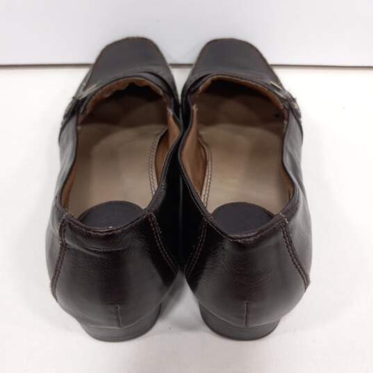 Womens Brown Leather Slip On Square Toe Low Top Loafer Shoes Size 7.5W image number 4
