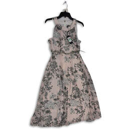 NWT Womens Pink Gray Floral Halter Neck Sleeveless A-Line Dress Size 8