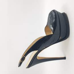 Yves Saint Laurent Peep Toe Slingback Heel Women's Sz.38.5 Black Patent