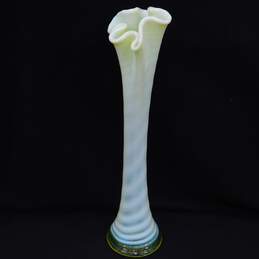 Vintage Vaseline Swung Glass 15" Vase alternative image