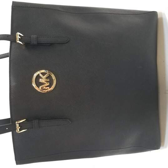 Buy the Michael Kors Jet Set Black Saffiano Leather Travel Large Shoulder  Shopper Tote Bag