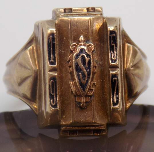 Vintage 1957 10K Yellow Gold Class Ring 10.1g image number 4