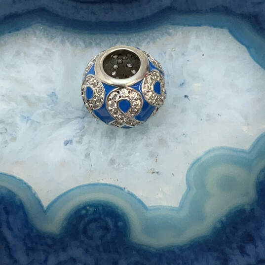 Designer Pandora S925 Sterling Silver Blue Ball Shape Classic Beaded Charm image number 1