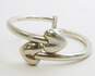 Taxco Mexico 925 Modernist Puffed Hearts Tips Bypass Hinged Bangle Bracelet 25.1g image number 2