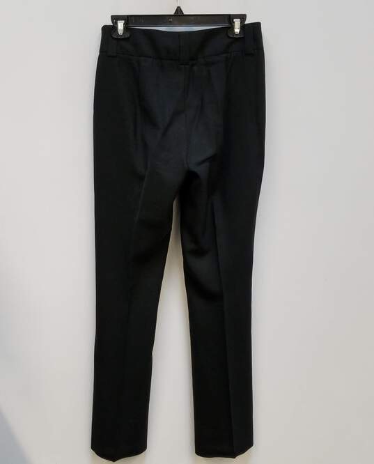 Womens Black High Rise Flat Front Straight Leg Formal Dress Pants Size 32 image number 2