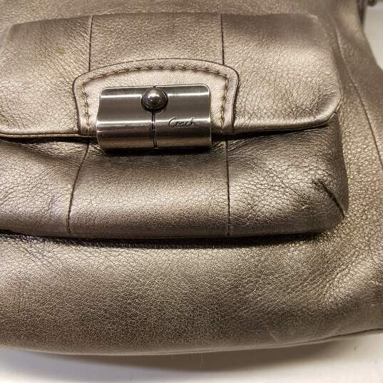 COACH 14783 Kristin Gray Metallic Leather Medium Tote Bag image number 5
