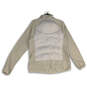 Womens Gray Mock Neck Thumbhole Long Sleeve Full Zip Puffer Jacket Size L image number 2