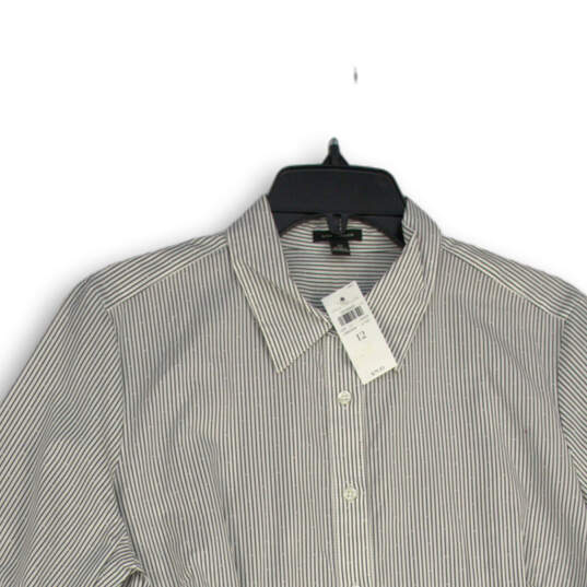 NWT Womens Gray White Striped Pointed Collar Button-Up Shirt Size 12 image number 3