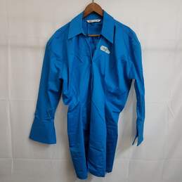 Zara bright blue long sleeve mini shirt dress XL