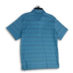Mens Blue Striped Spread Collar Short Sleeve Golf Polo Shirt Size Large alternative image