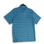 Mens Blue Striped Spread Collar Short Sleeve Golf Polo Shirt Size Large image number 2