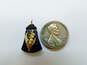 Antique 13K Yellow Gold Onyx Seed Pearl Charm Pendant 2.5g image number 4