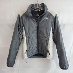 The North Face Full Zip Gray & White Puffer Jacket Women's Size S