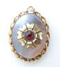 VNTG 925 Vermeil Red Glass and Shell Locket w/ Filigree Earrings image number 4