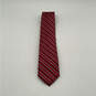 NWT Mens Red White Striped Four-In-Hand Keeper Loop Pointed Neck Tie image number 1