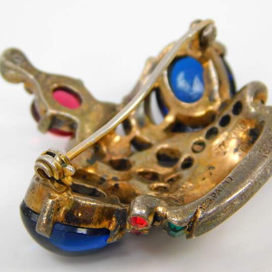 VNTG Mid Century 925 Sterling Silver Crown Trifari Jelly Belly Royal Crown Brooch image number 6