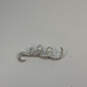 Designer Swarovski Silver-Tone Clear Rhinestone Swirl Curled Brooch Pin image number 2