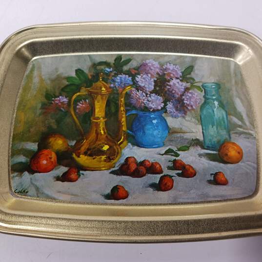 Pair of Painted Tin Trays Featuring Art by Colad image number 3
