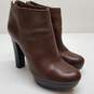 Michael Kors Brown Leather Block Heel Platform Ankle Boots Size 6.5 image number 1