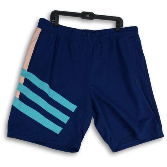 Adidas Mens Blue Three Stripes Elastic Waist Pull-On Athletic Shorts Size 2XL image number 1