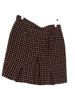 Womens Brown Acrylic Diamond Flat Front Mini Skirt Size 6