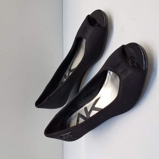 Anne Klein Black Wedge Peep Toe Heel Size 6M image number 3