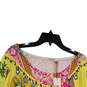 NWT Womens Multicolor Floral Beaded Scoop Neck Pullover Blouse Top Size M image number 3