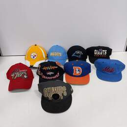 Lot of 9 Assorted Sports Team Baseball Caps