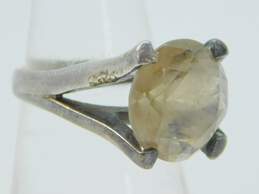 Vintage Taxco Mexico 925 Modernist Faceted Smoky Quartz Solitaire Statement Ring 5.7g alternative image