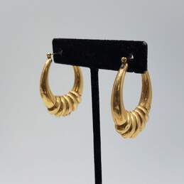 14k Gold Ribbed Hoop Earrings 5.1g