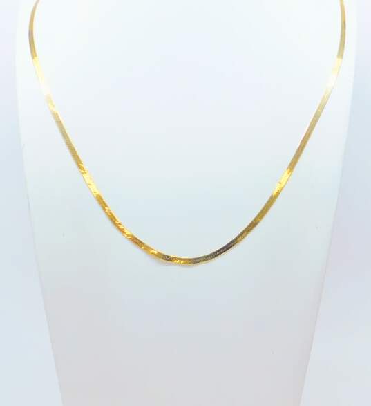 14K Gold Herringbone Long Chain Necklace 11.3g image number 1