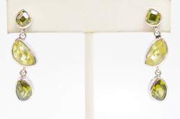 Artisan 925 Green CZ Statement Earrings & Chunky Bracelet 31.8g alternative image